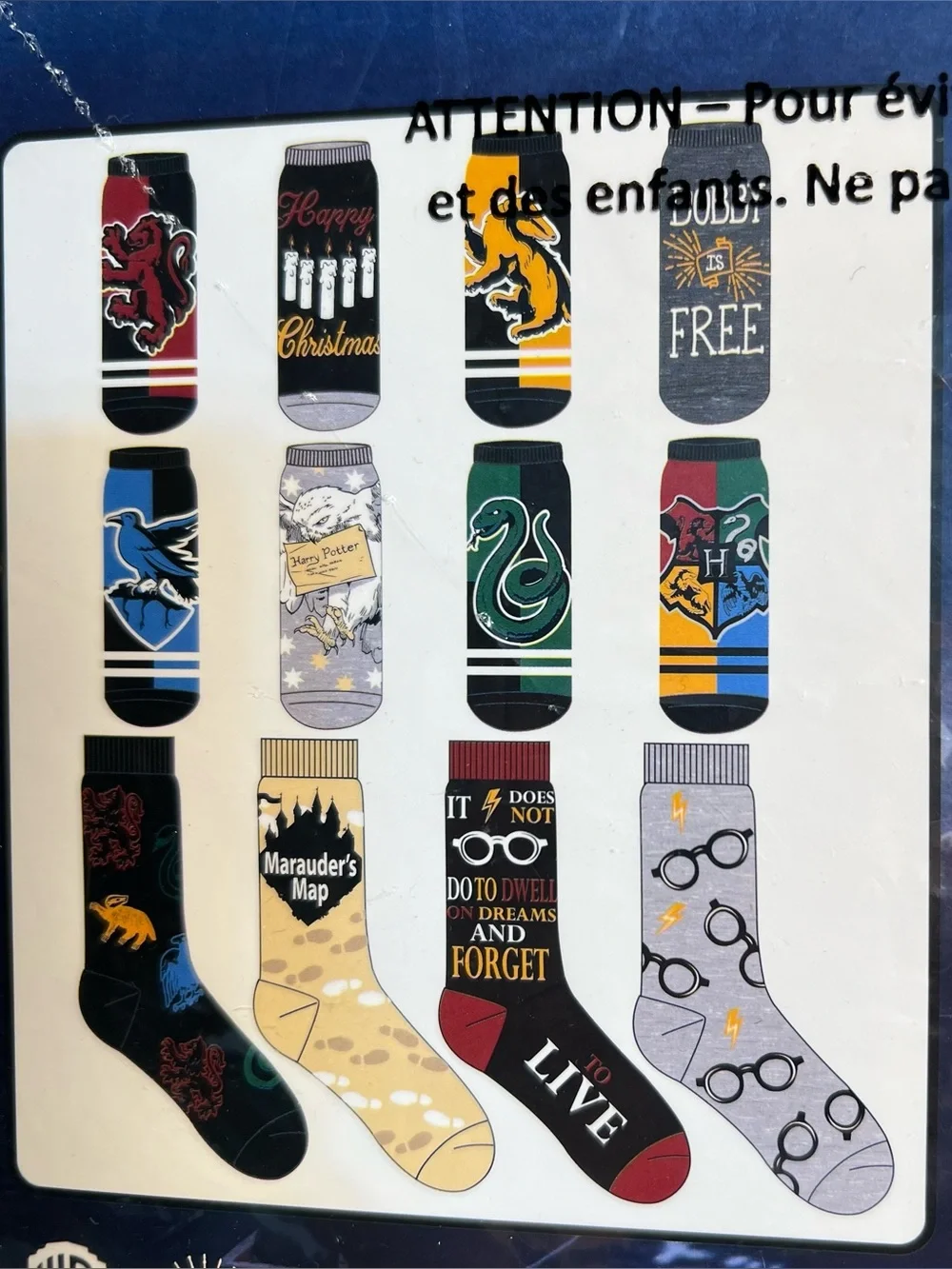 Harry Potter Socks Gift Set 12 Days of Socks 4 Crew 8 Low Cut Wizard Multi Pack